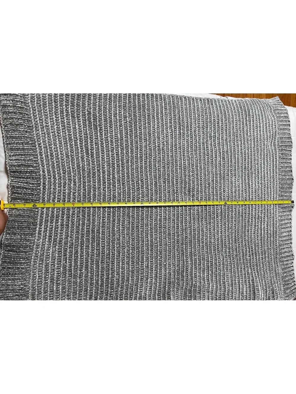 Pottery Barn Kids Shimmer Gray Chenille Chunky Knit Baby Blanket Nursery Throw